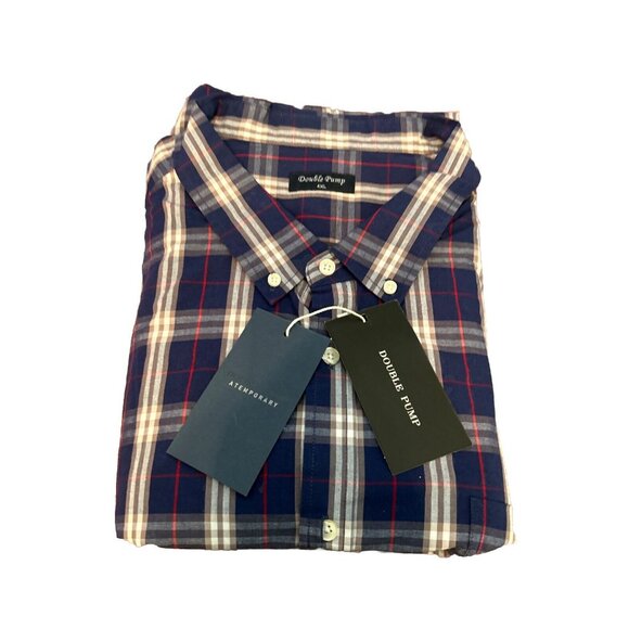 Double Pump Shirt Men’s 4XL Plaid Lightweight Long Sleeve Button Down Cotton - Picture 3 of 3